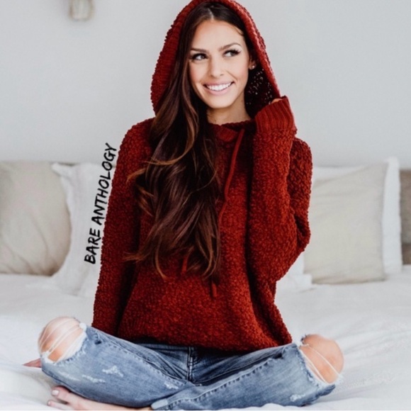 Zenana Cozy Popcorn Hoodie Loose Fit Sweater Top - Picture 6 of 6